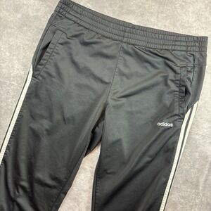 Adidas Track Pants Mens M Black Baggy 3 Stripes Warm Workout Streetwear